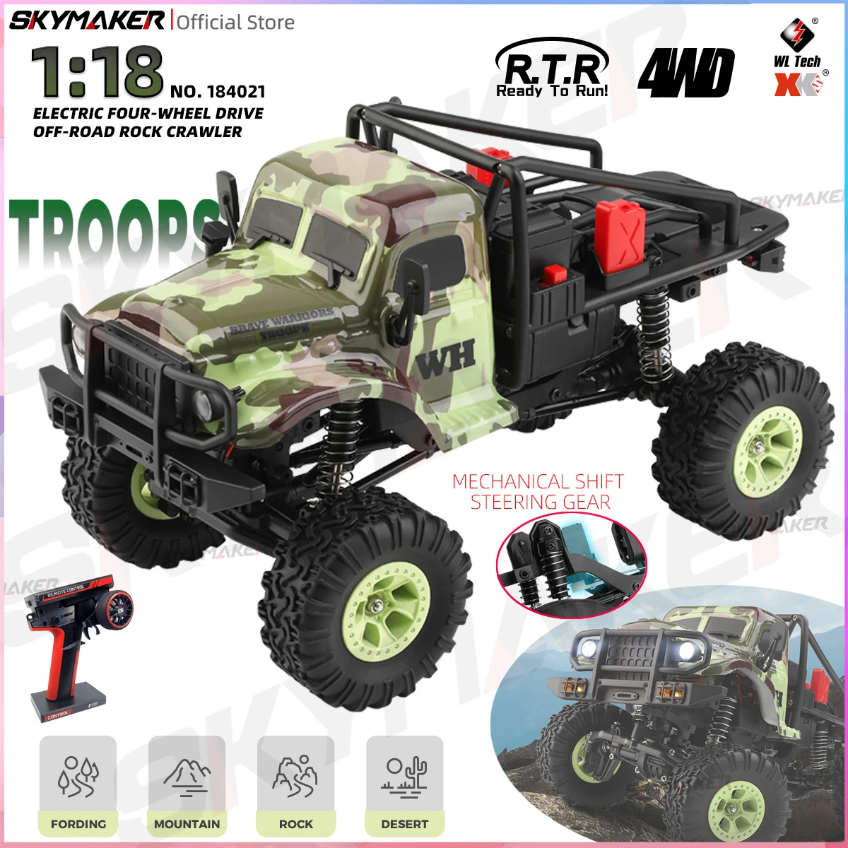 

Wltoys 184021 1/18 RC Car 2.4G 4WD Electric Off Road Climbing Car High Speed Climbing Crawler Vehicle ROCK Toys for Children