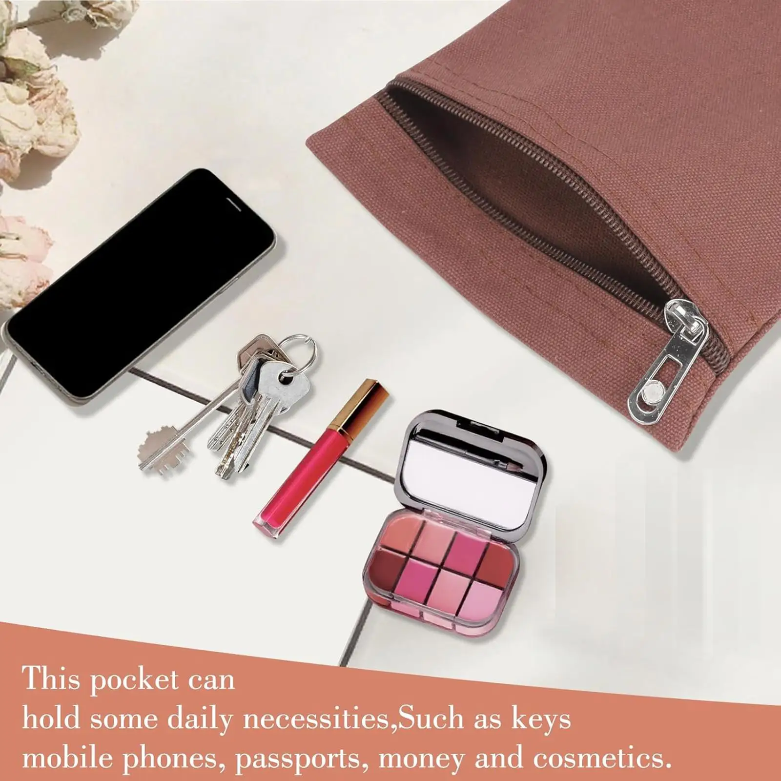 Fashion Accessories for Sewing Coats Pocket Sew in Side Pocket Canvas Zipper Pouch for Travel Clothing Security Storage