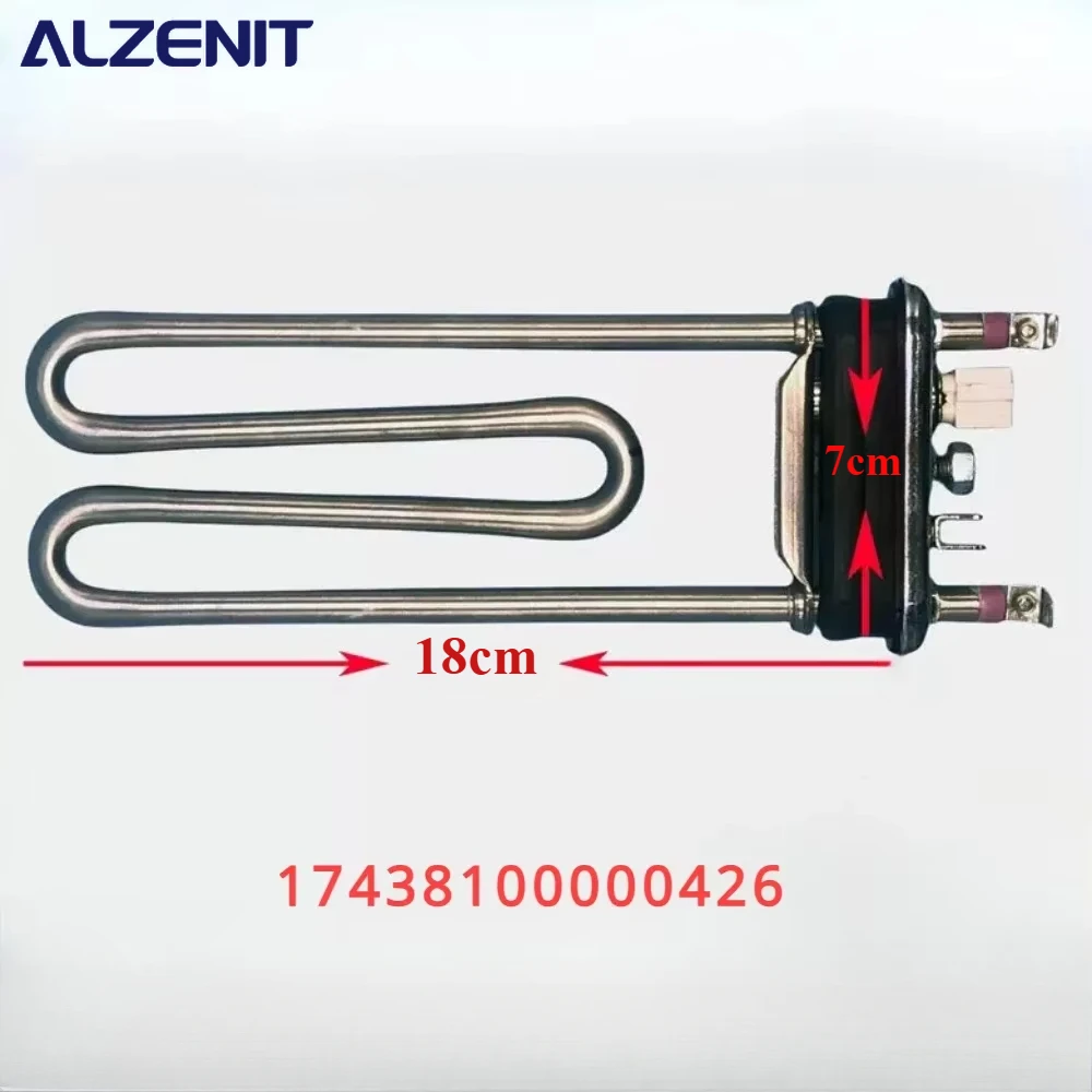 

New Heating tube 17438100000426 For Midea Drum Washing Machine 18.8CM 230V 1800W Heater Wire Washer Repair Parts