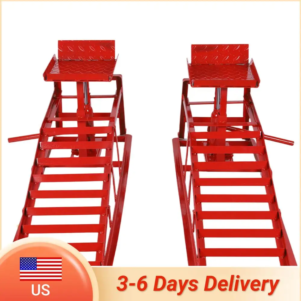 

2Pcs Auto Car Truck Service Ramps 5 Ton Capacity Garage Car Lift Hydraulic Ramps for Routine Tire Replacement