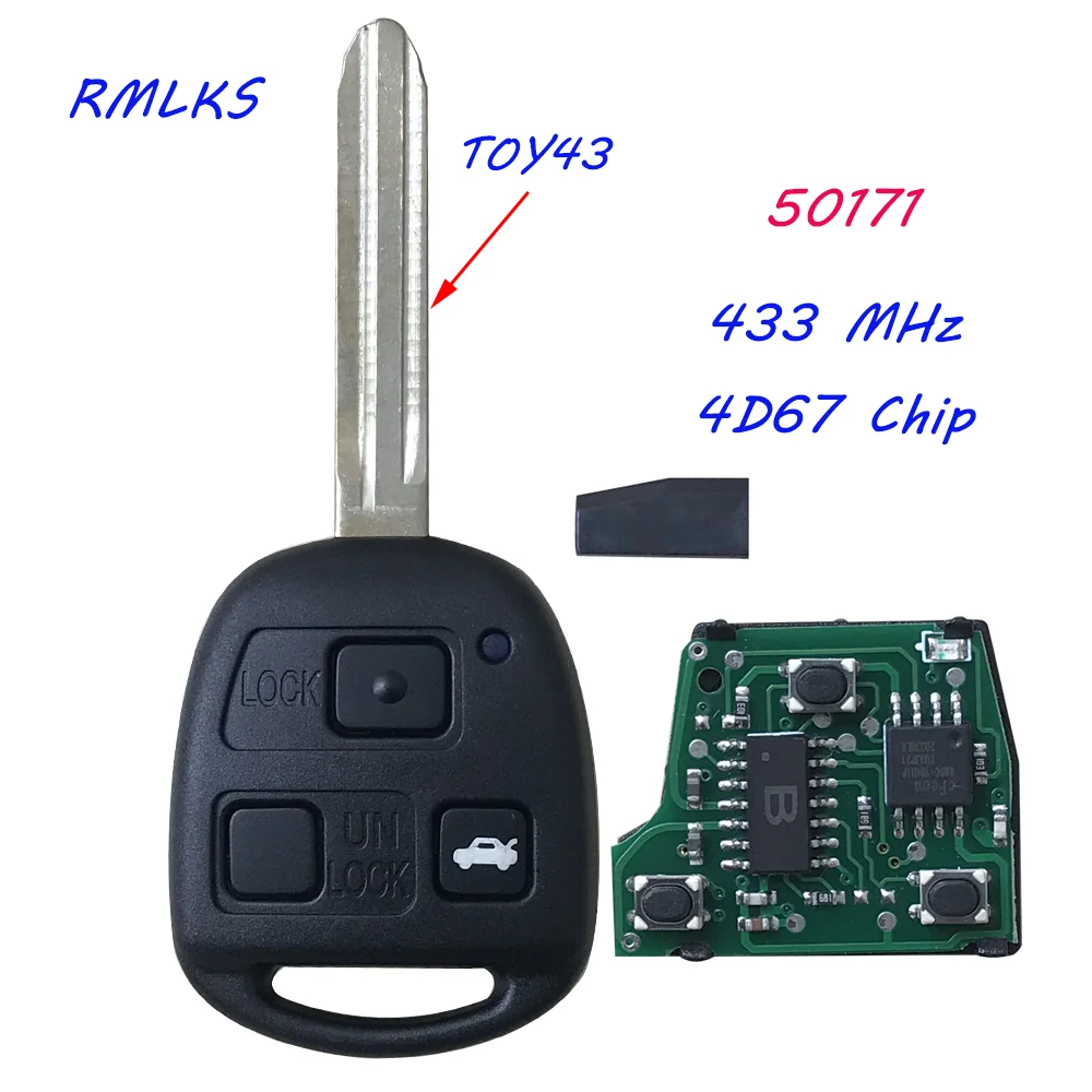 2/3 Buttons For Toyota Prado 120 RAV4 Kluger Previa FJ Cruiser Land Cruiser 100 Flip Remote Key 433MHz 4D67 Chip Fob 50171