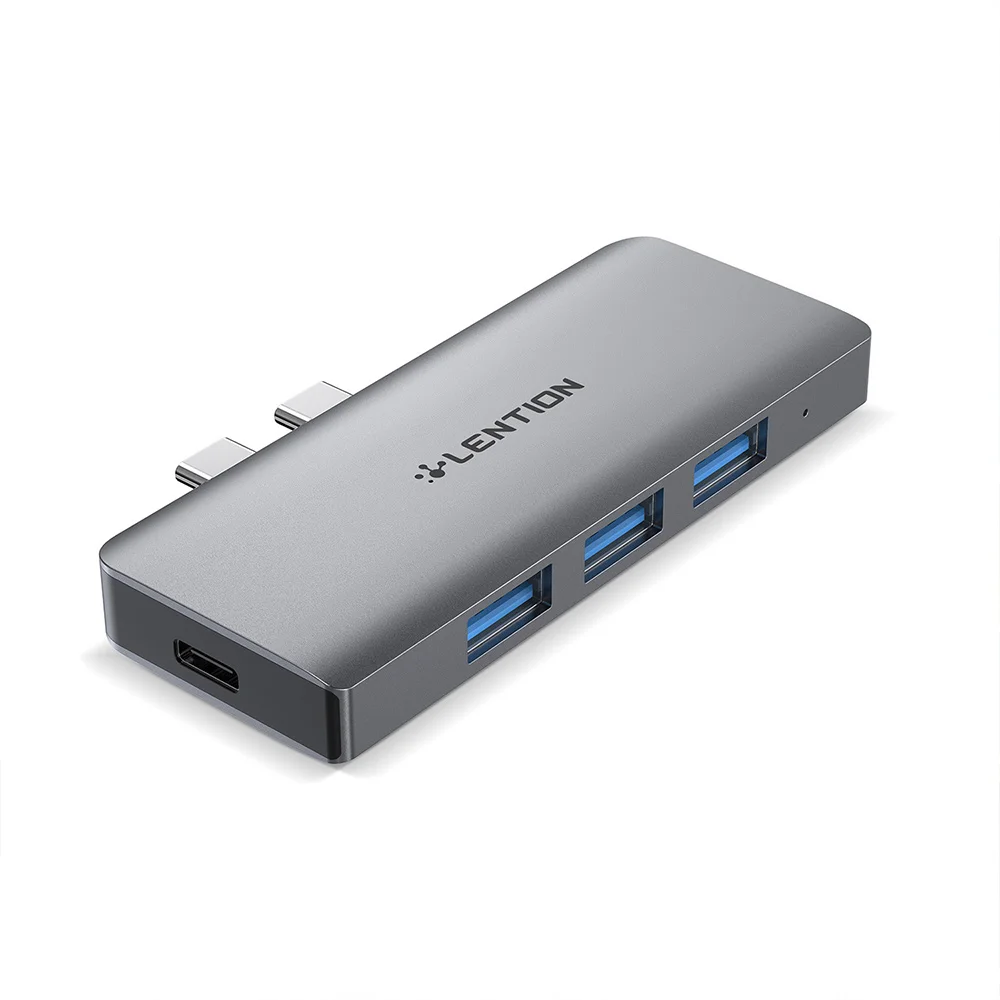 LENTION USB Hub with 100W Power Delivery,3 USB 3.0, SD/Micro-SD/TF Card Reader Adapter for M1 2020 MacBook Pro (Space Gray)