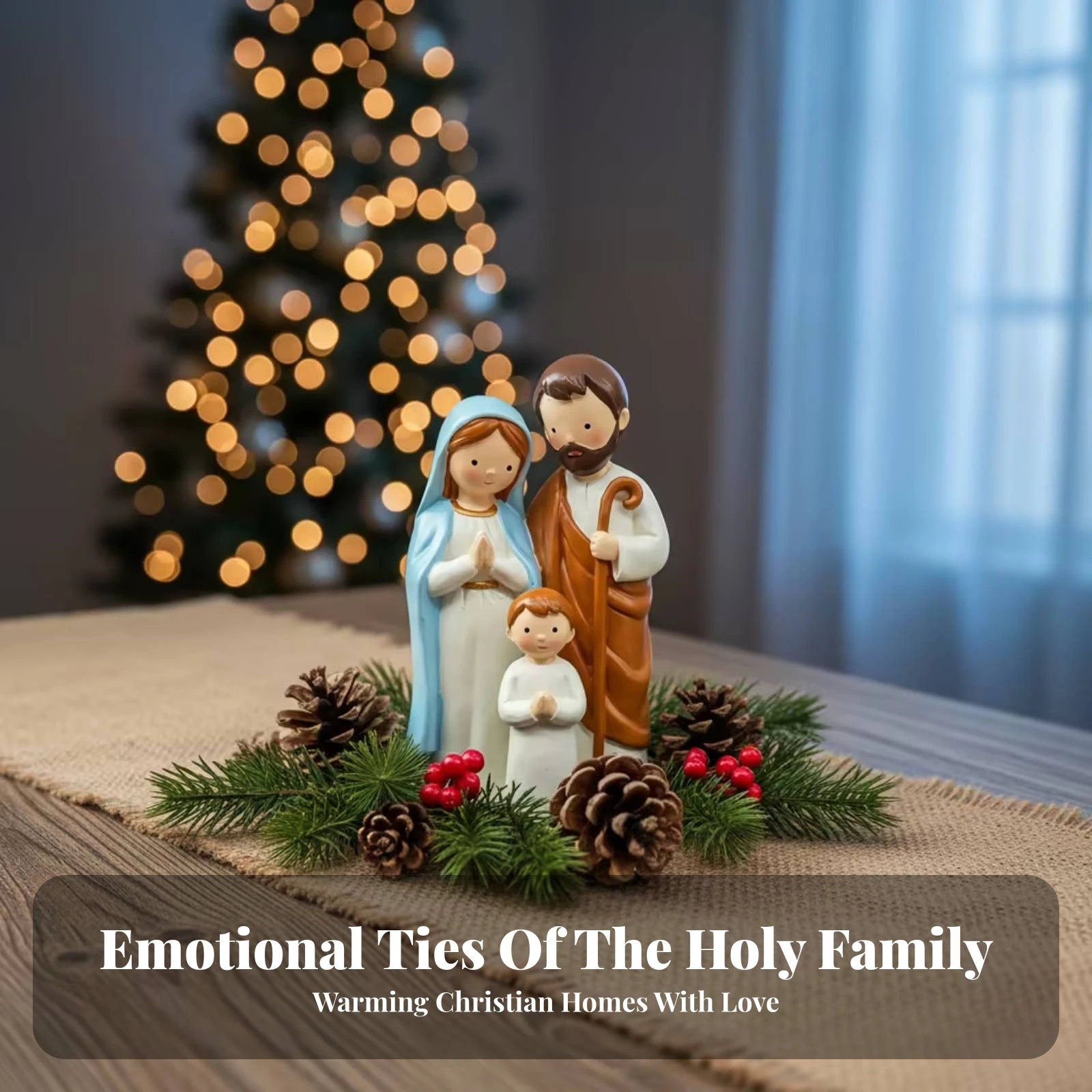 Family of Three Figurine Soft Colors Tabletop Family Ornament Painted Resin Figurine Rod Detail Decor Piece Decorative