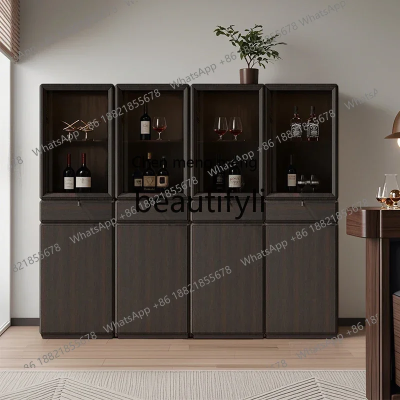 

N178 GItalian light luxury solid wood wine cabinet, living room side cabinet, locker modern simple study, rotating bookshelf sh