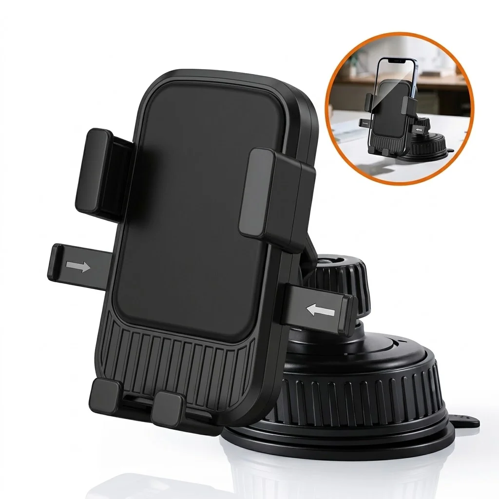 Car Phone Holder Dashboard Windshield Rotary Lock Vacuum Suction Cup 360 Rotation Stable GPS Navigation Bracket