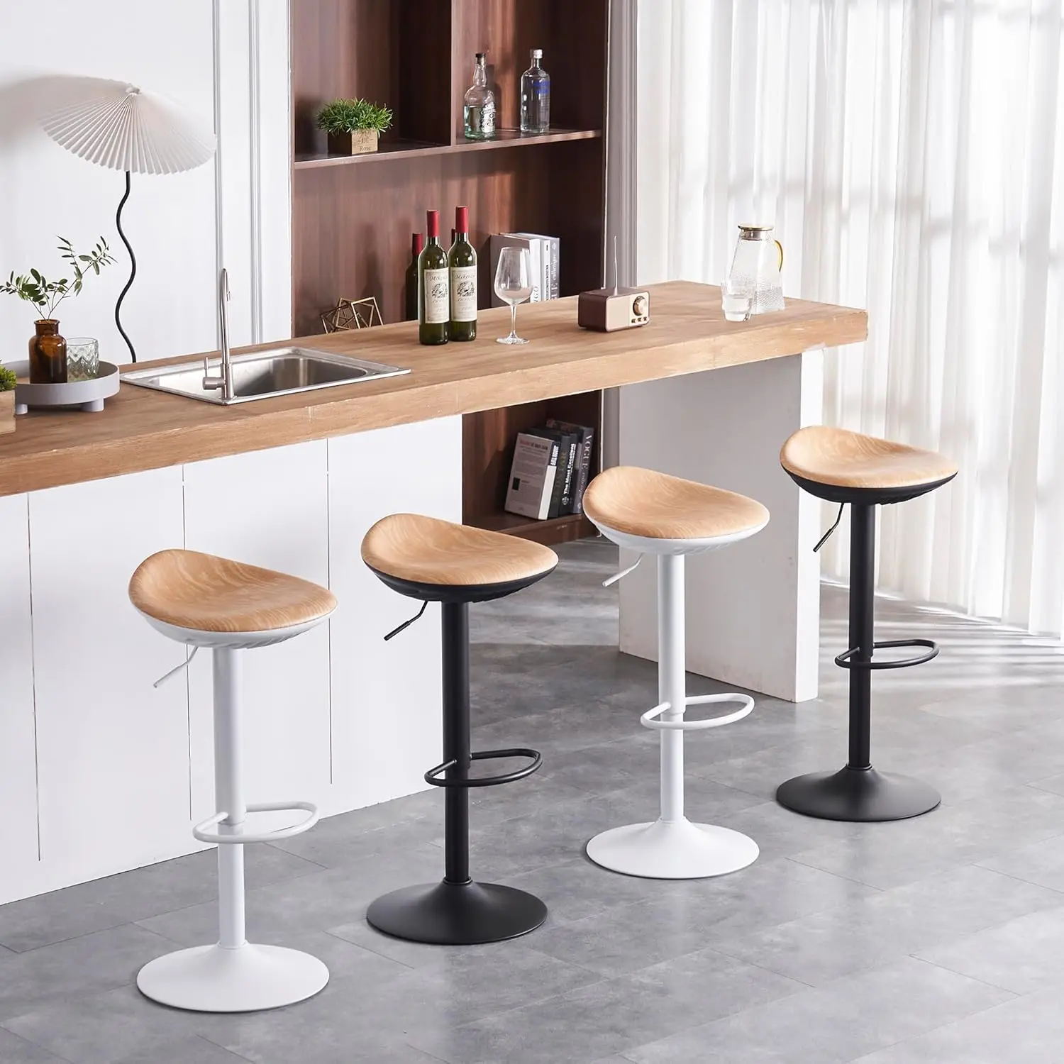 Bar Stools Set of 2 Seashell Counter Height Bar Stools Black Barstools Swivel Stool Counter Stools for Kitchen Island