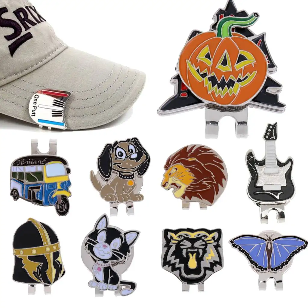 Detachable Golfer Gift Golf Cap Clip Golf Hat Clip With Magnetic Golf Ball Marker Halloween Pumpkin Dog