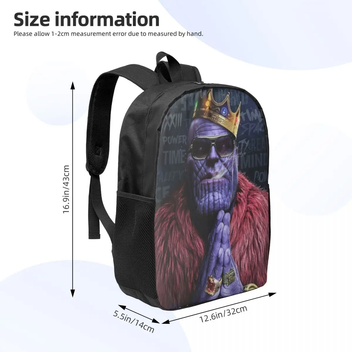 Marvel Thanos 17-Inch Student Backpack - Comfortable and Practical Backpack for Daily Use, School, and Travel