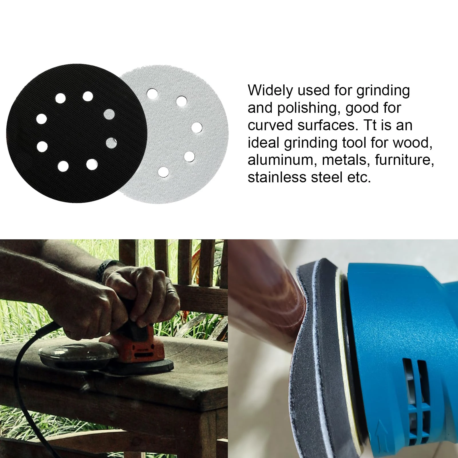 5 Inch 8 Holes Foam Sandpaper Kit 45 Pcs Assorted Grit 40-2000 with Interface Pad and Sandpaper for Grinding Wool and Metal