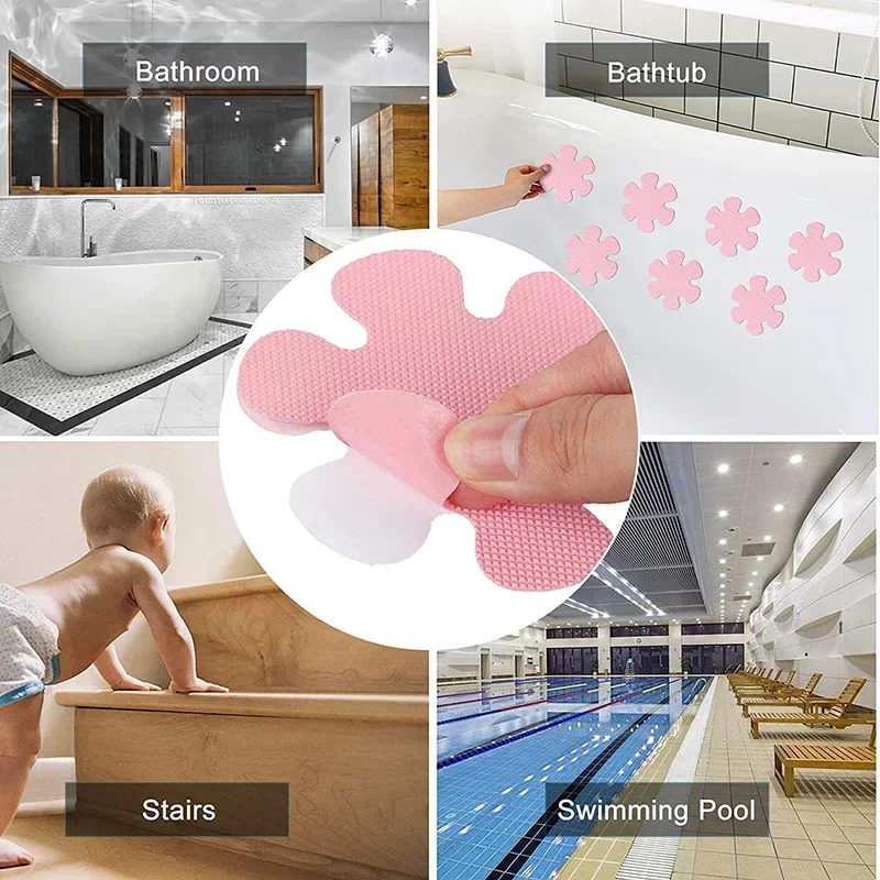 6/12/20PCS Anti Slip Bathtub Stickers Waterproof Flower Shaped Self-Adhesive Safety Shower Anti-Slip Appliques for Home Bathroom