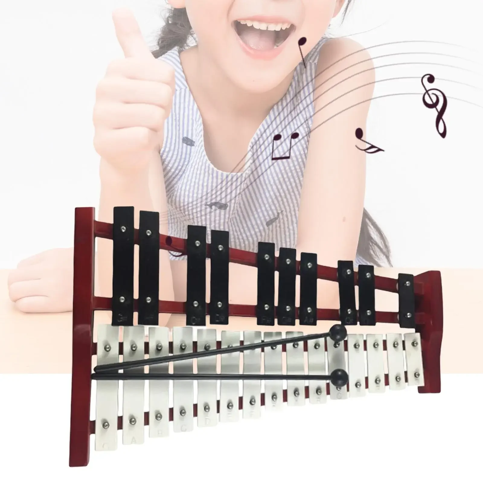Professional 25-Note Glockenspiel Xylophone with Mallets, Compact Steel Keys for Adults & Kids, Orff Instrument