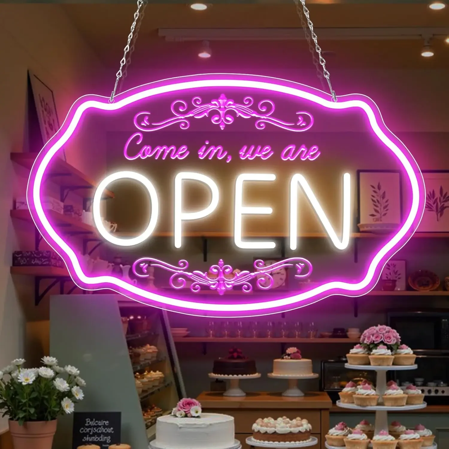 

Come in We Are OPEN Neon Light Art Wall Decor Dimmable Neon Sign for Store Cafe Restaurant Business Entrance Event Party Decor