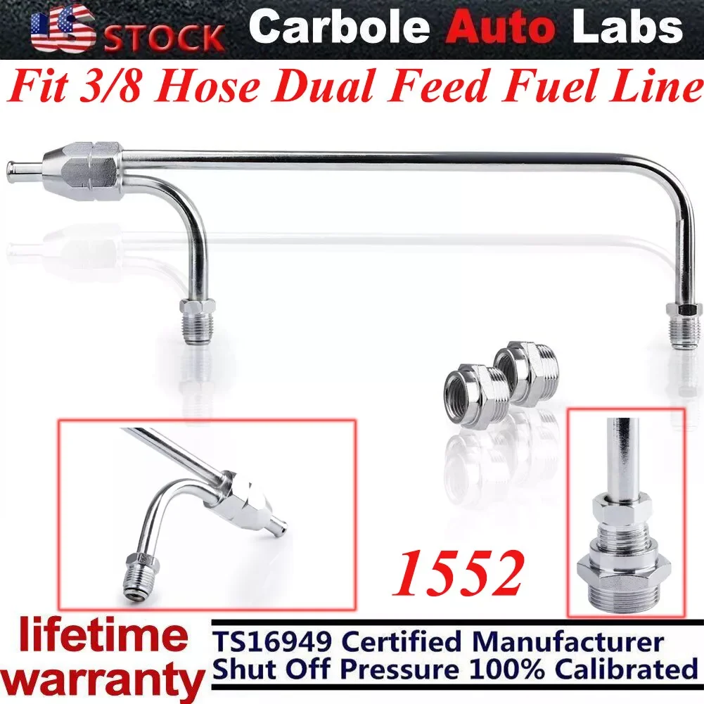 

Chrome Dual Feed Fuel Line For Holley Carburetor 4150 Double Pumper 3/8 Hose SBC