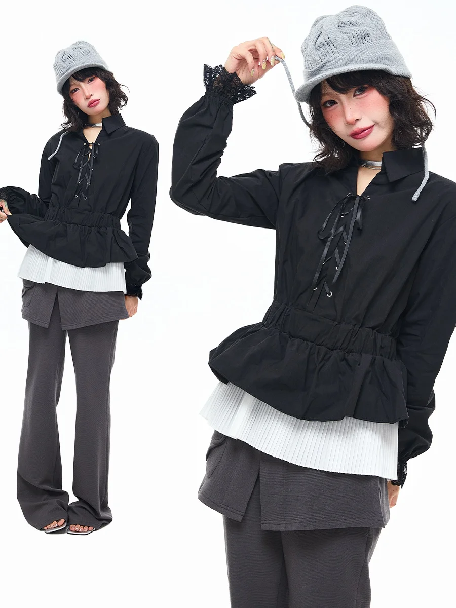 

Sanowers Korean College Sle Long Sve irt Women's Slimming Bell Bot Spring Autumn Faionable Top Youth Casual Wear
