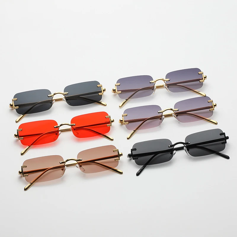 Rimless Cutting Square Sunglasses Women Men Luxury Brand Design Sun Glasses For Female Trend Fashion Vintage Metal Shades UV400 image 6