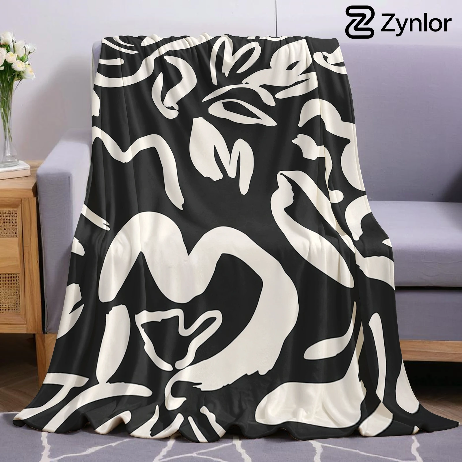 Abstract Floral Cartoon Anime Print Flannel Blanket Soft Warm Throw for Kids Bedroom Sofa Bed Christmas Office Car