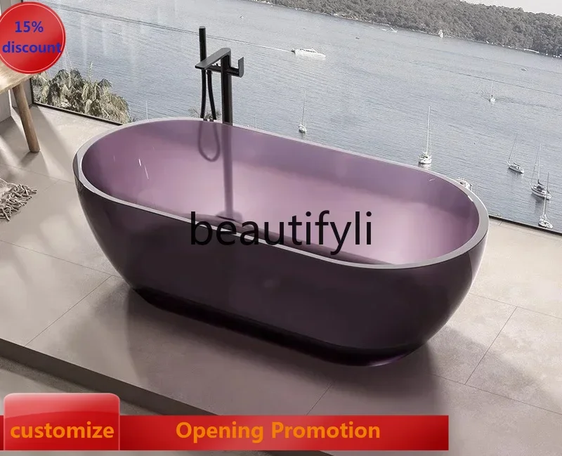 

ss8350 ss 25Independent integrated resin transparent bathtub Home hotel, B & B double color bathtub