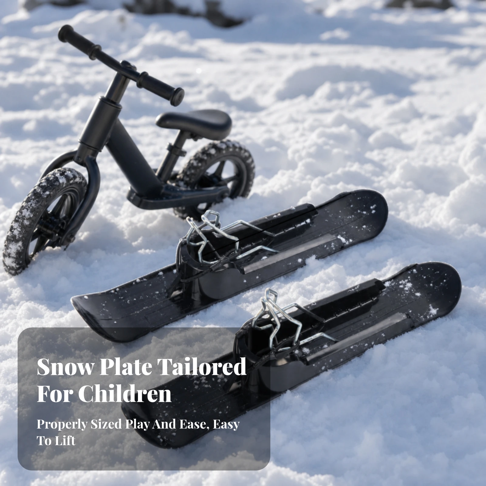 Sturdy Low Profile Ski Plates with Hardware for Snow Pushchair Winter Mobility Conversion Attachment