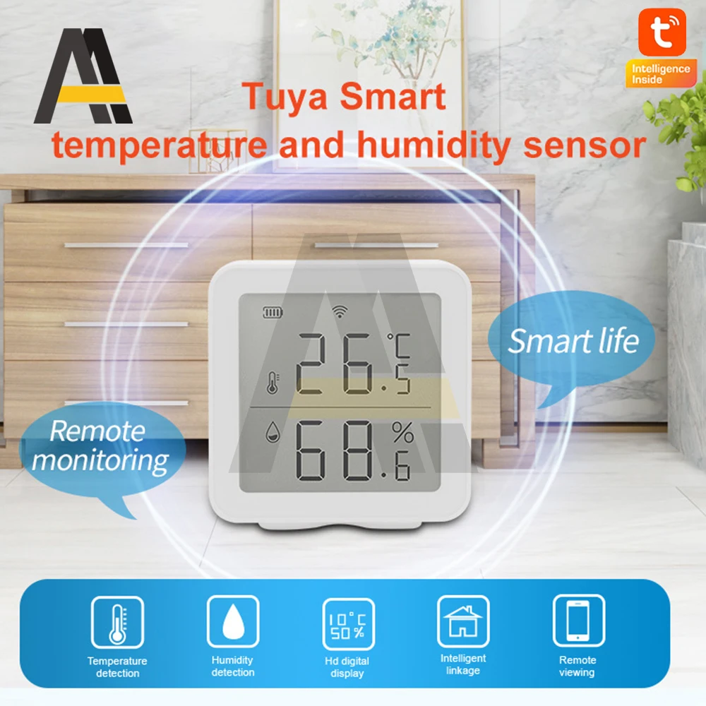 Tuya Intelligent WiFi Temperature And Humidity Sensor LCD Digital Display Wireless Thermometer Remote Linkage Sensor