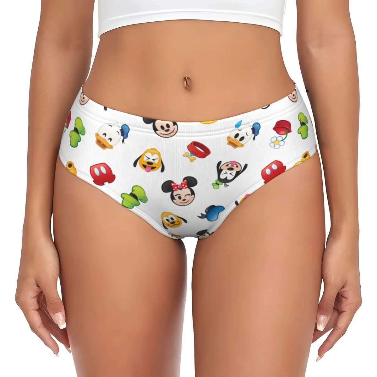 Women's Mickey Friends Emoji Briefs High Waisted Seamless Underwear Invisible Full Coverage Briefs Panties