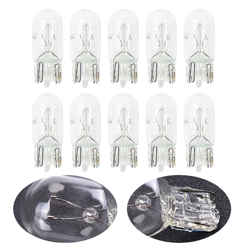 New 10pcs 12V T10 W5W Car Halogen Bulbs Auto Instrument Reading Clearance Lamp