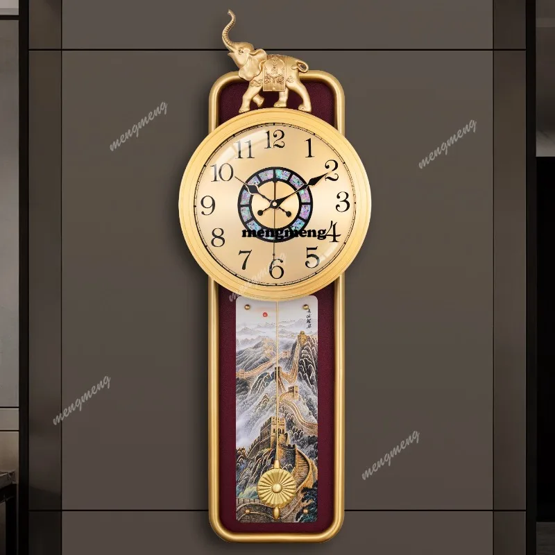 Bronze carving retro wall clock living room home fashion clock wall hanging quartz clock