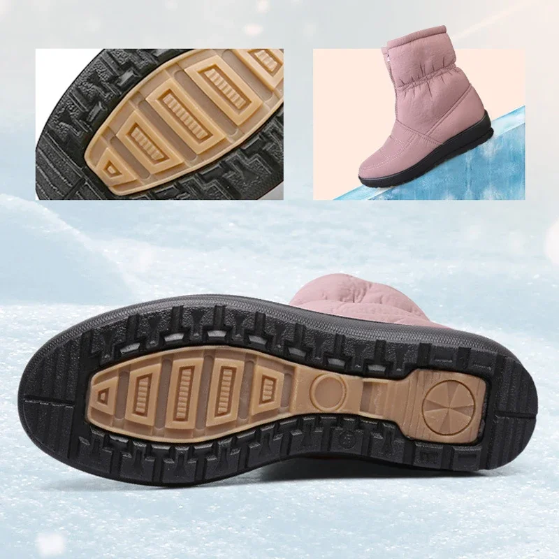 Colorful New Fashion Winter Shoes Women Snow Boots Flat Non-slip Waterproof Women Ankle Boots Warm Plush Big Size 41 DX222