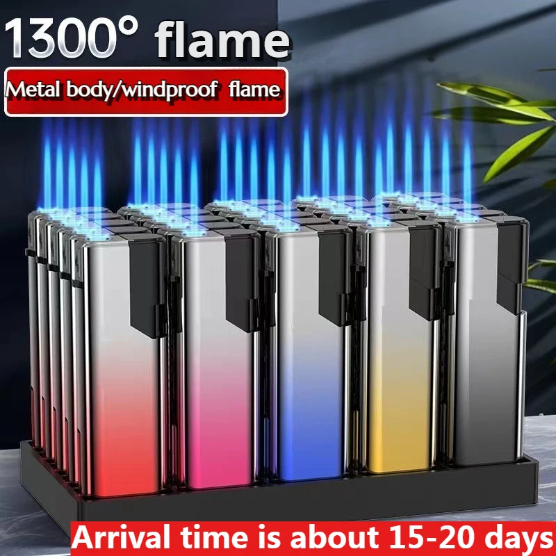 

New Metal Windproof Direct Rush Blue Flame Windproof Lighter Factory Wholesale Disposable Smoking Accessories Cigarette Lighter