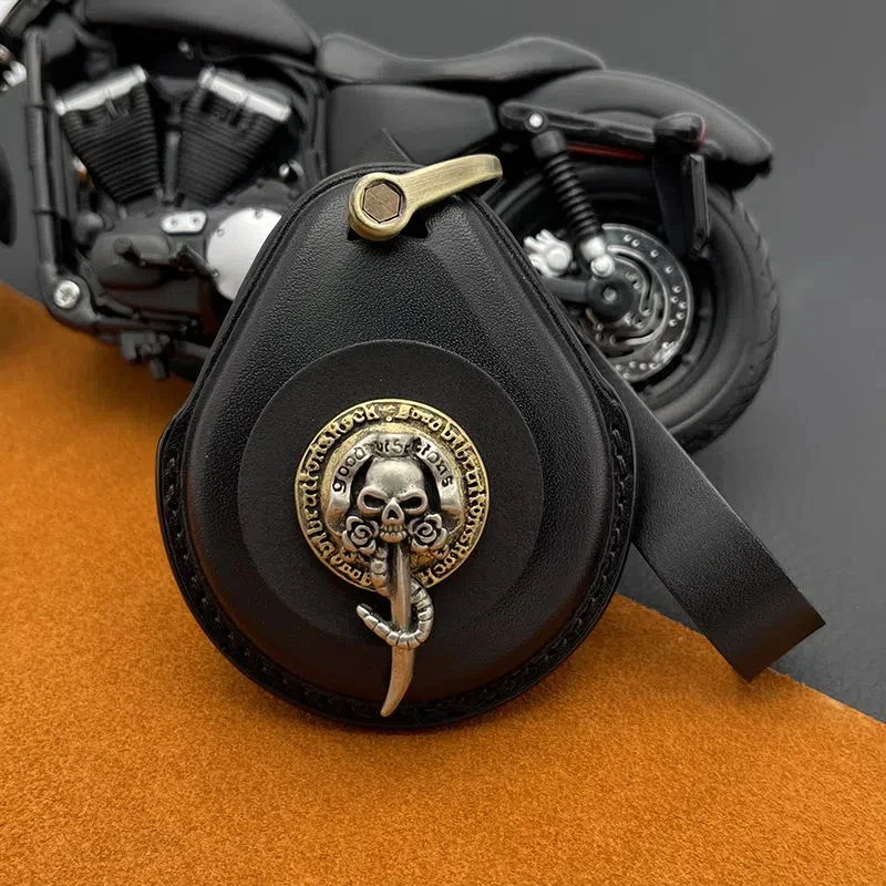 オートバイスマートキー本革ヴィンテージ銅ケース-fob-カバーデビッドソン-x48-1200-ストリートグライドキーホルダーキー修正