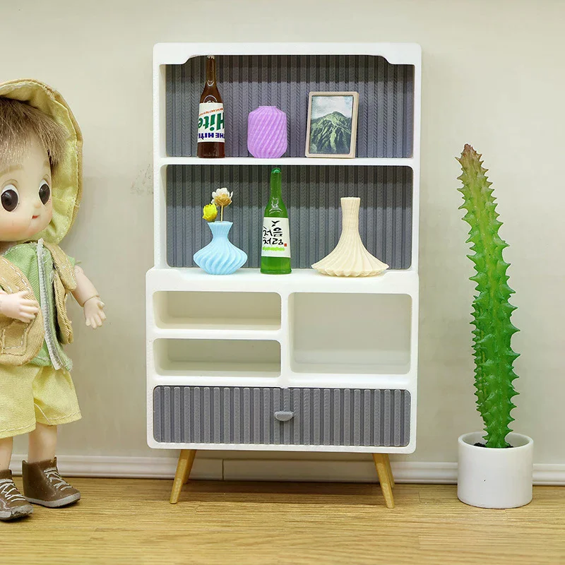 

1/12 Dollhouse Mini Cabinet Storage Rack Model Dollhouse Simulation Furniture Decoration Toys Micro Scene Construction Props