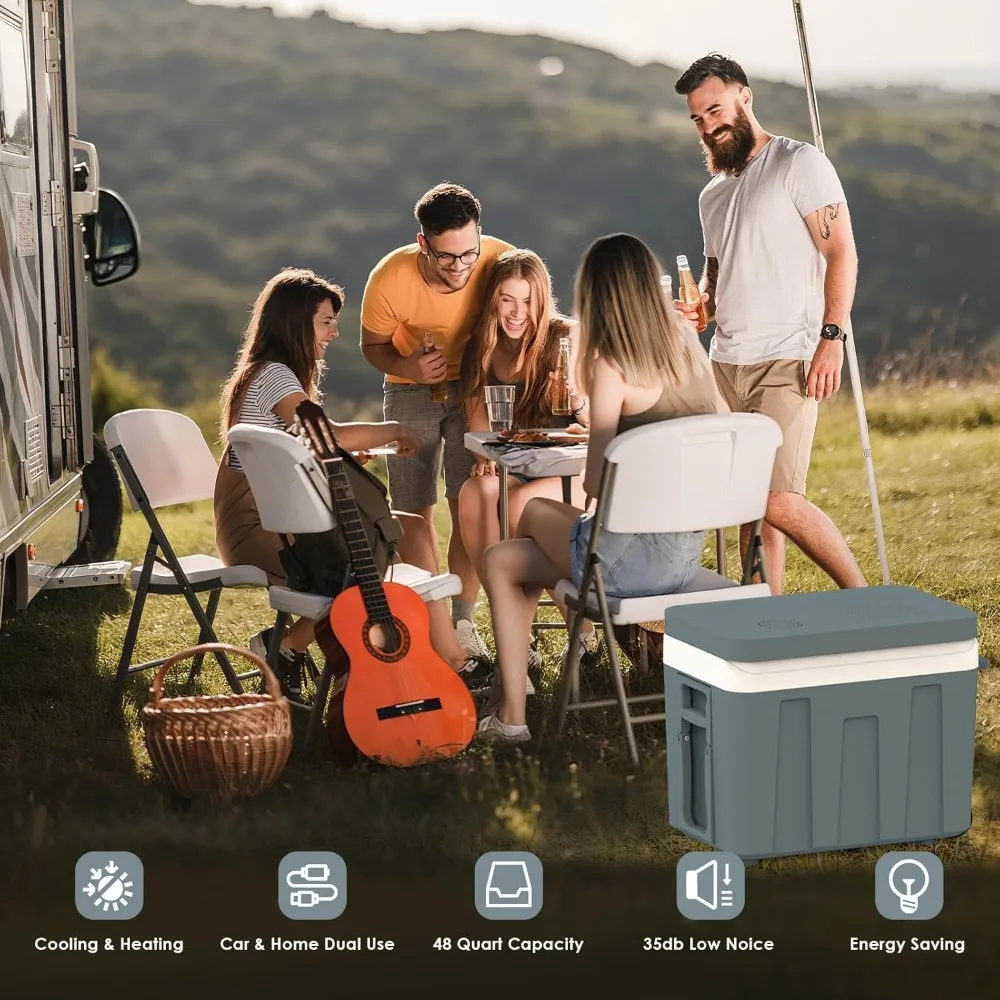مبرد كهربائي محمول 12 فولت 48 كيو تي/45 لتر مع عجلات ومقبض، مثالي للسفر والتخييم #4