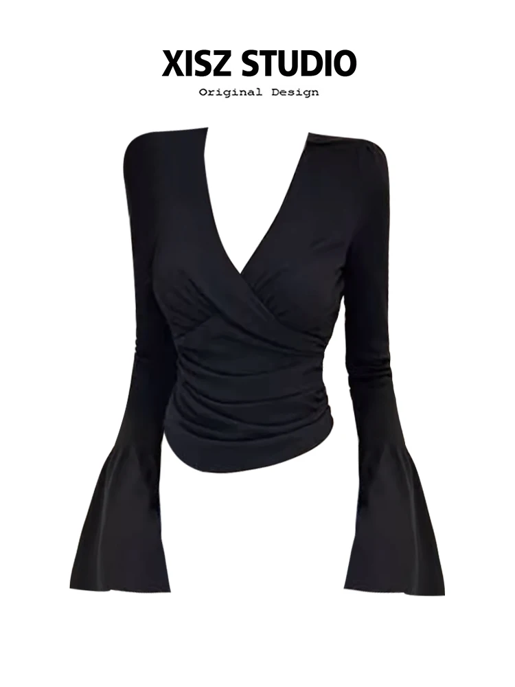 

Женская черная готическая футболка Harajuku Y2k, футболки, топ, винтажные эстетические асимметричные футболки с длинными рукавами, одежда больших размеров в стиле эмо 2000-х годов