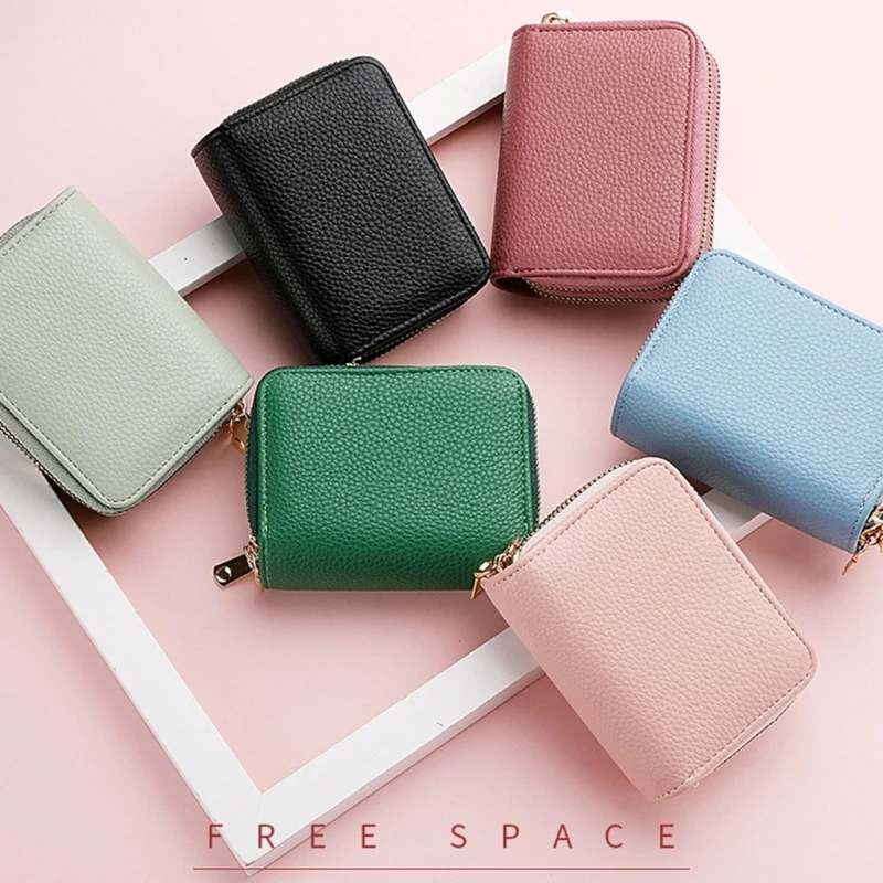 Compact and Stylish Double layer Card Holder with Zipper Closure for Women Men