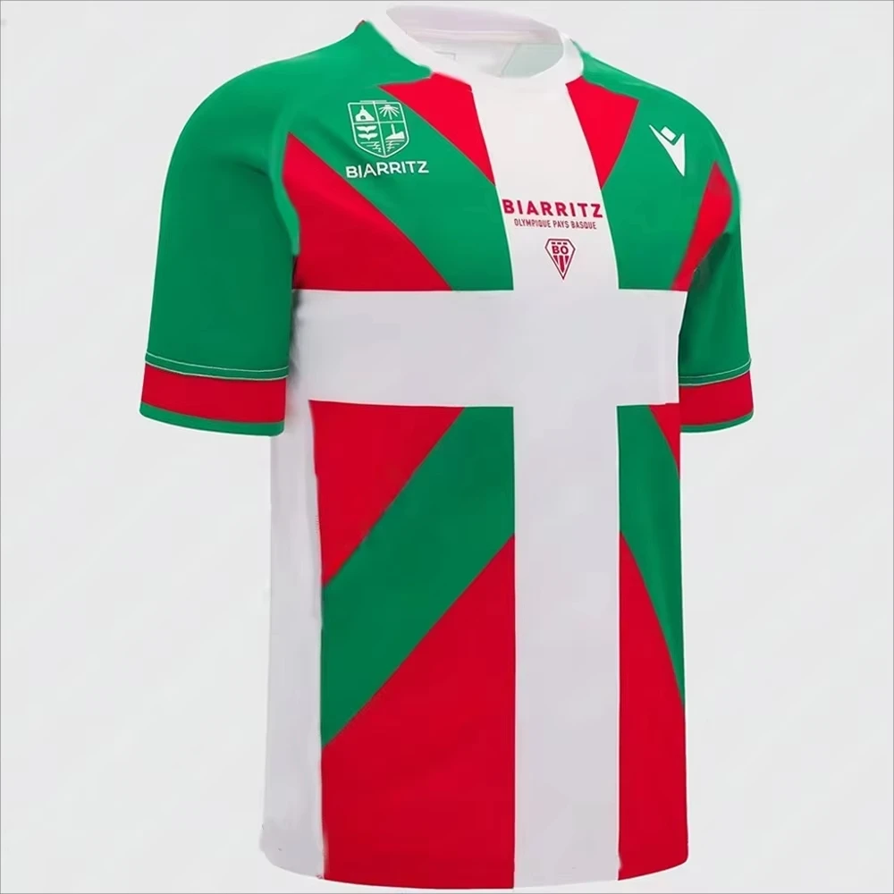 25-26 Nueva camiseta de rugby, ropa para hombres, camiseta del equipo de entrenamiento para niños, camiseta de local para niños, camiseta Biarritz, camisetas de edición para fanáticos