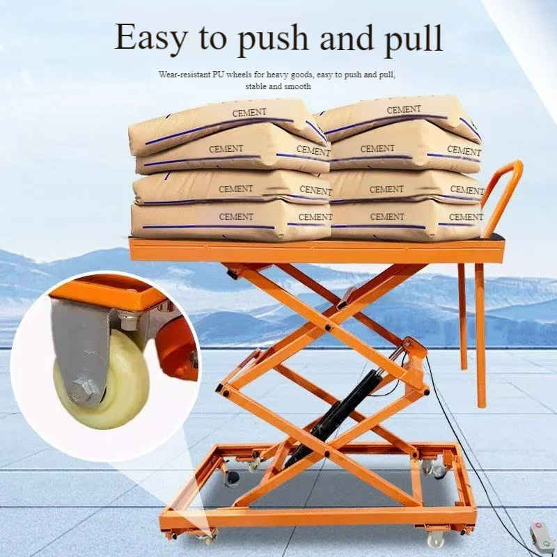 شاحنة يدوية للرفع الهيدروليكي الكهربائي بدواسة - سلم متحرك للبناء على الحائط/التصفيف/الإمالة