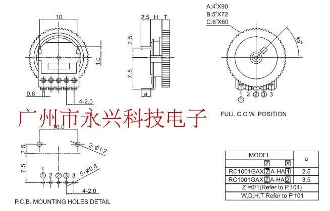 20PCS Dial Gear Potentiometer B102 B1K With Digital 5Pin 14*1mm Volume Adjustment Radio