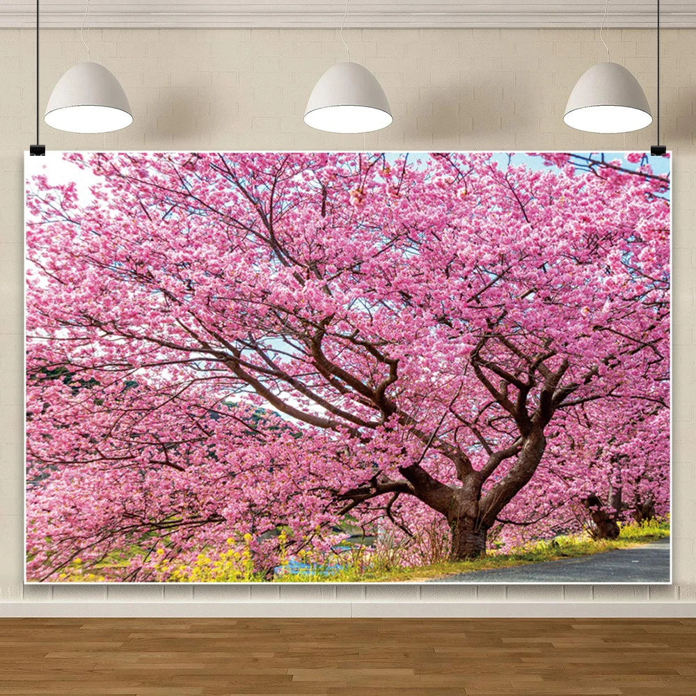 الربيع بارك زهر الكرز التصوير خلفية شجرة وردية الزفاف الاطفال خلفية غرفة ديكور قماش فوتوكول كابينة تصوير الدعائم