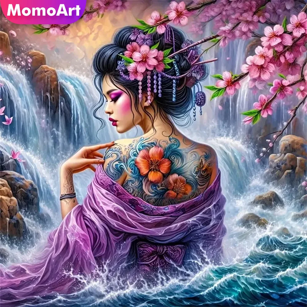Momoart Frau Diamant Malerei Porträt Bild Strass Mosaik Wasserfall Kreuz Stich DIY Stickerei Blume Kind Geschenk