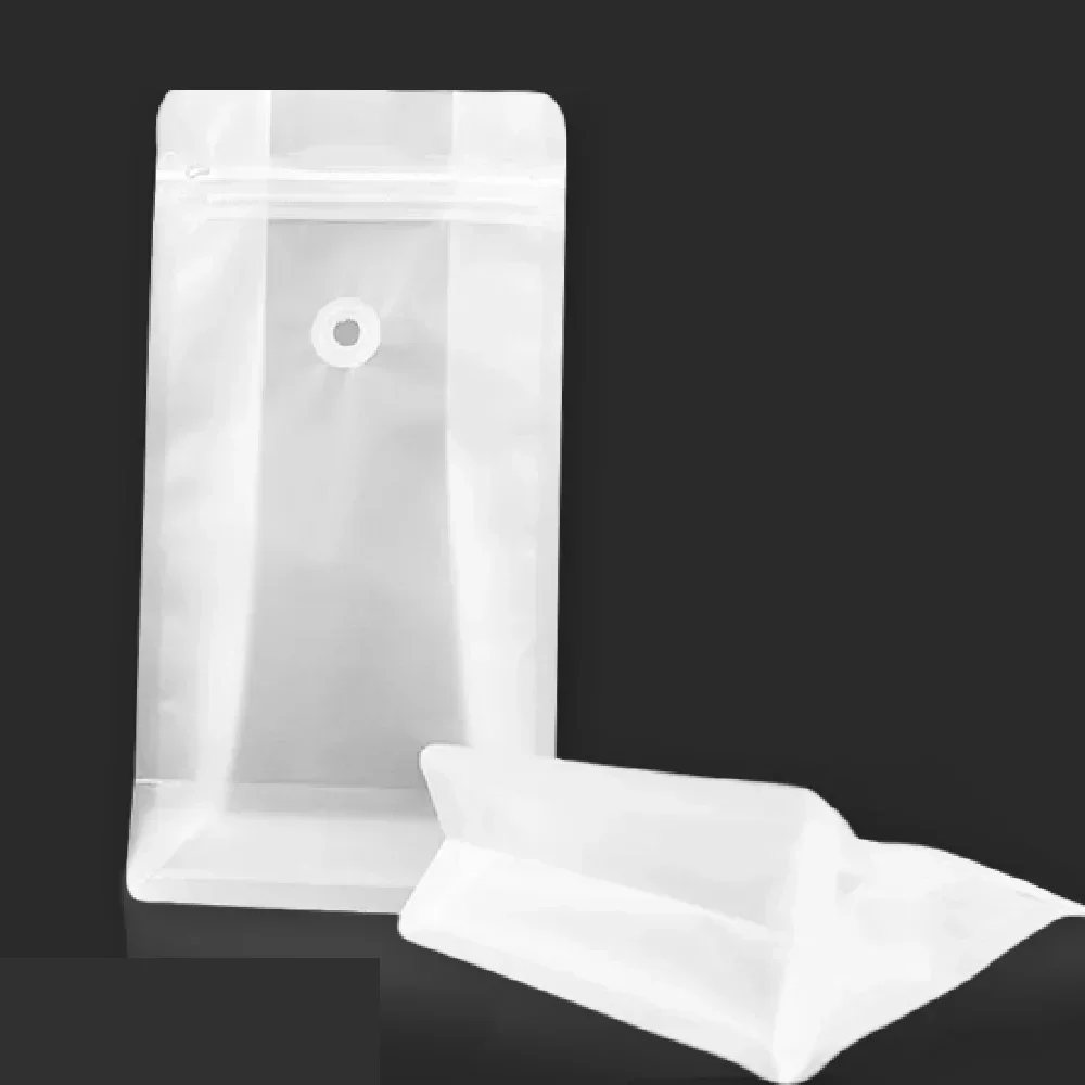 50pcs Food Grade Transparent Clear 8Oz 16Oz Food Flat Bottom Pouch Coffee Bean Food Plastic Seal Ziplock Packaging Bags