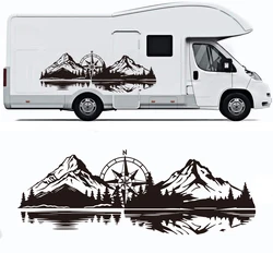 Large Mountain Range Lake Compass Camper Rv Car Sticker Decal Travel Adventure Motorhome Caravan Van Camping Hiking Decor