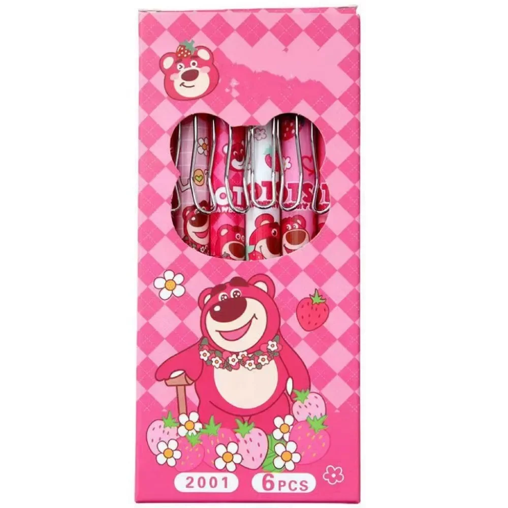 젤 펜 6개 세트 귀여운 로토 스타일 빠른 건조 검정 0.5mm 학생 문구 검정 시험용 펜 학습용 문구