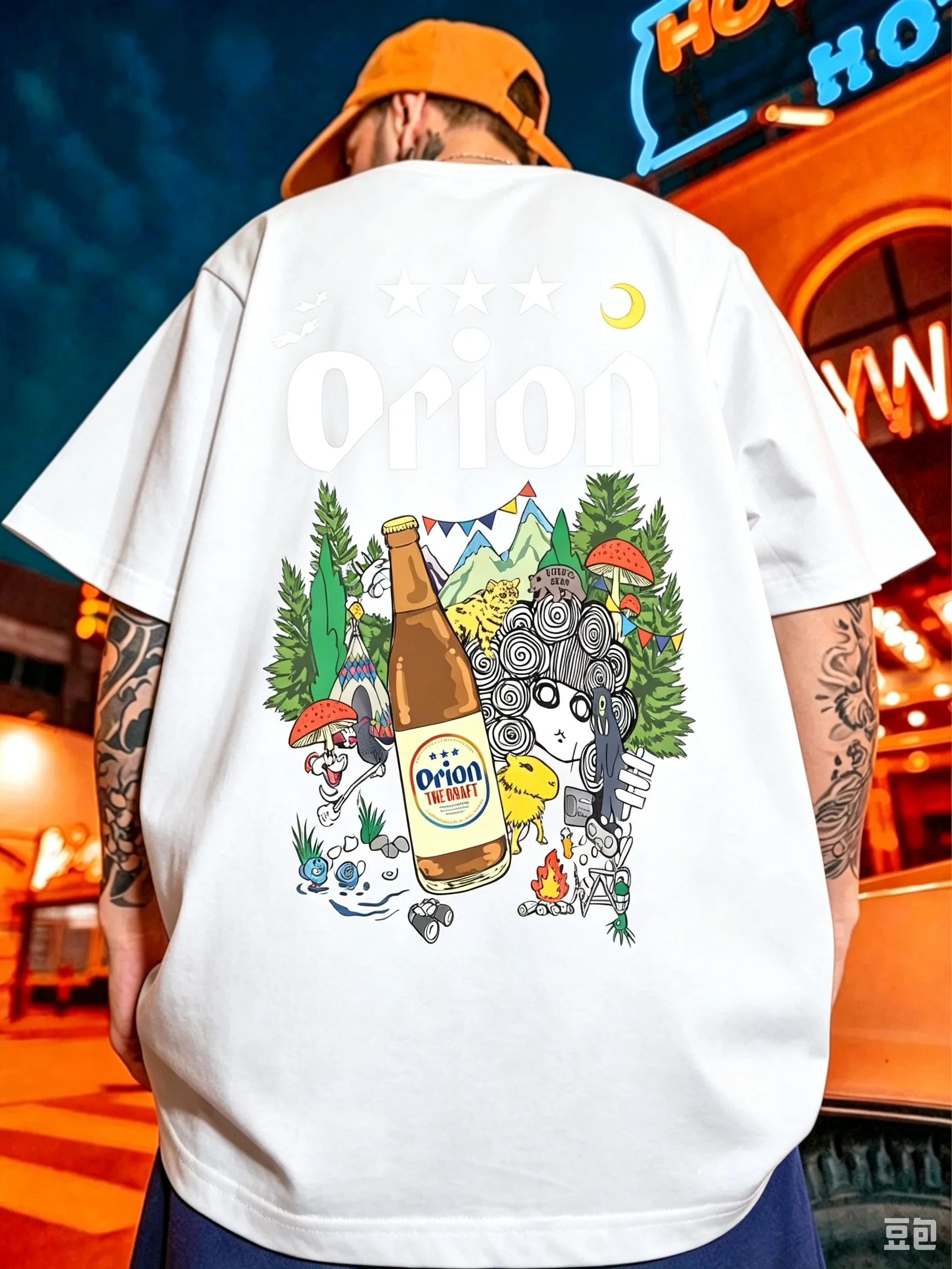 2026 Vintage Oversized Graphic T‑Shirt For Adults Kids Hip Hop Outdoor Camping Forest Cartoon Art Loose Short Sleeve Street Tee