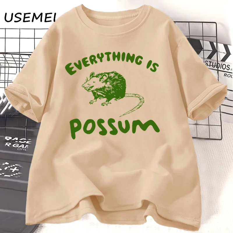 Everything Is Possum T Shirts Funny Possum Animal Tshirt Cotton Short Sleeve Awesome Oppossum Sketch Tee Shirt Woman Clothing