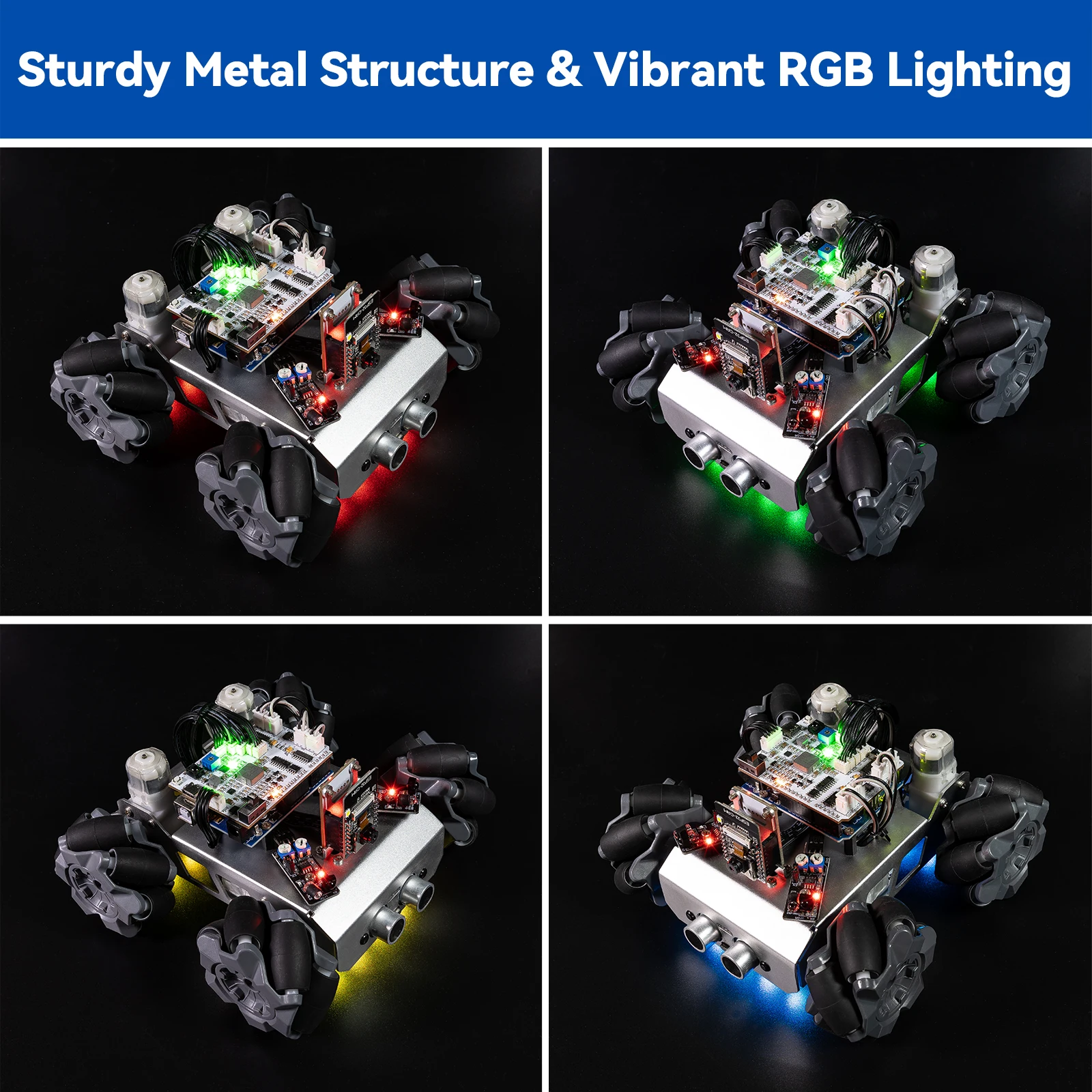 SunFounder-Smart Robot Car Kit, compatível com Arduino UNO R3, 4WD Movimento Omnidirecional, FPV, ESP32 CAM, APP Controle Remoto