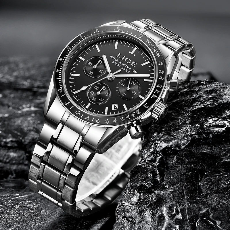 LIGE Fashion Quartz Wrist Watch For Men Outdoor Sport Waterproof Chronograph Luminous Men's Watches Military Big Dial Watch Men - view 4