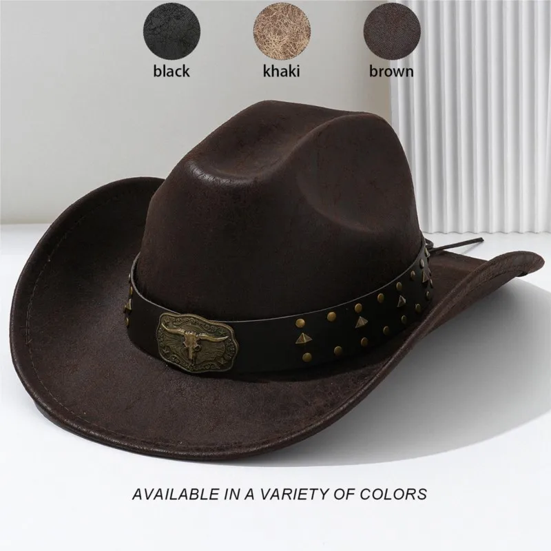 

Unisex leather hats metal rivet belts party fashionable