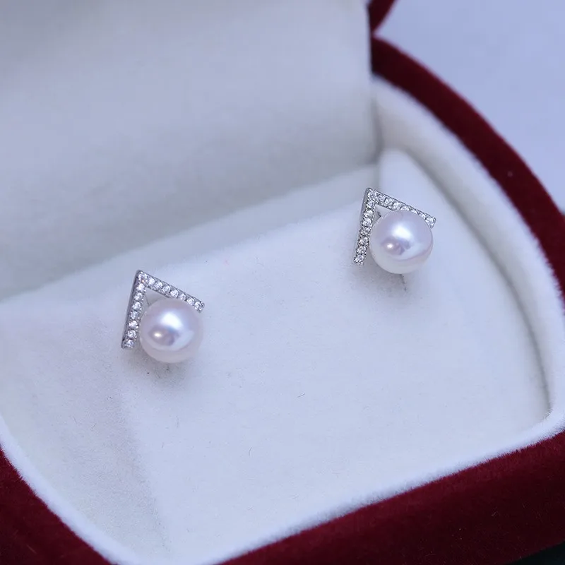 ED007Lefei модные классические роскошные 6-7 мм пресноводные сильные блестящие несколько недостатков круглые жемчужные серьги принцессы V женские s925 серебряный подарок