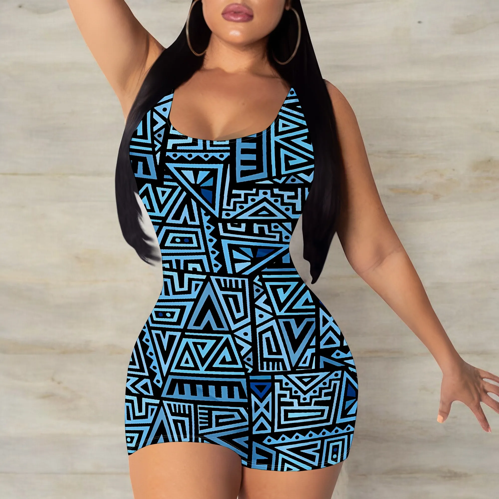 

EQQZD Fashion & Sexy Windproof Vest Jumpsuit for Women, Unique Artistic Elements Printed Bodycon Jumpsuit