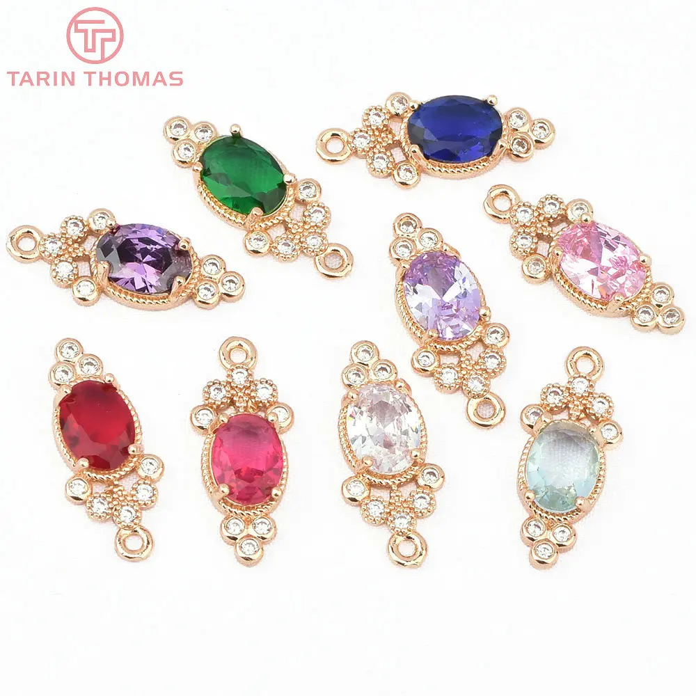(8533) 6 Stück 8,5x20mm 24 Karat Gold Farbe Messing mit Glas ovalen Anhängern hochwertige DIY Schmuck machen Ergebnisse Zubehör