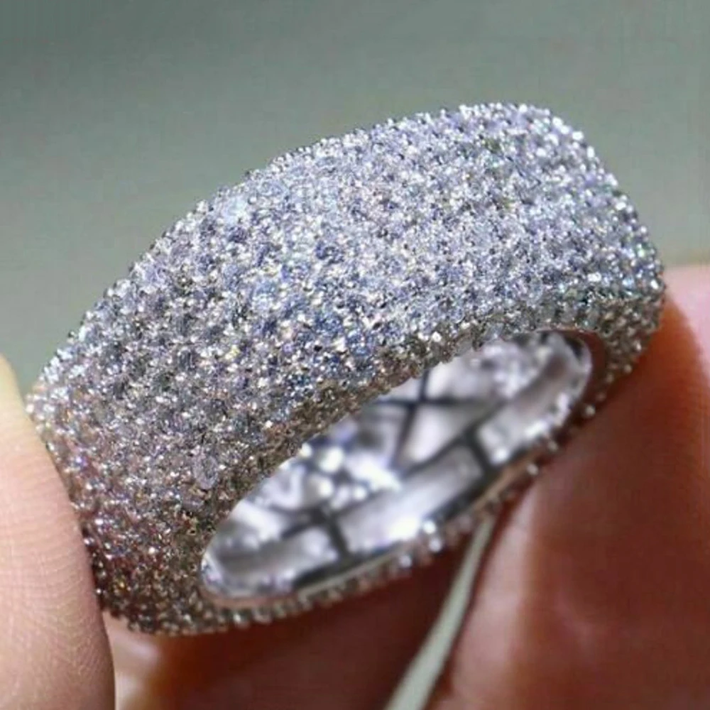 New Bling  Cubic Zirconia Women's Rings Geometric Square Band Design Luxury Fashion Female Ring for Party  Jewelry